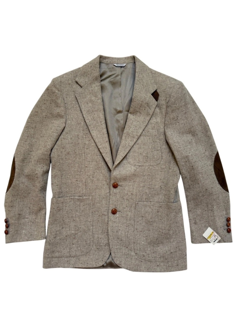 Hunt Valley Vintage Sport Coat Wool Tweed Blazer with Brown Elbow Patche Sz 38S